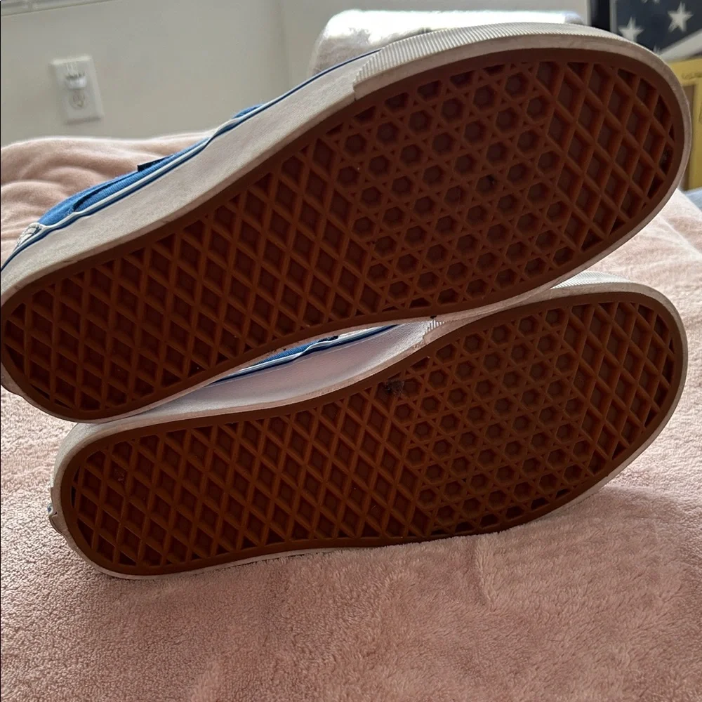 Vans Blue and White Checkered Slip-On Sneakers - Picture 7 of 7